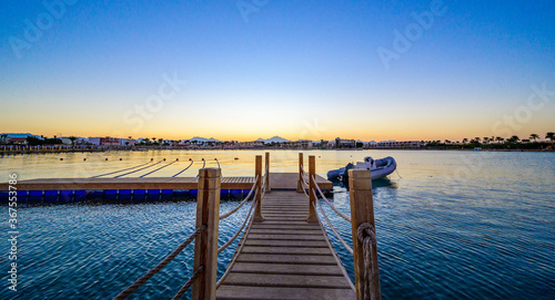 Wooden Pier on Red Sea in Hurghada at sunset  Egypt - travel destination in Africa