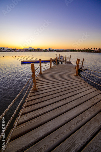 Wooden Pier on Red Sea in Hurghada at sunset  Egypt - travel destination in Africa