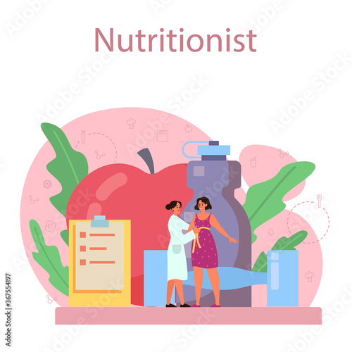 Nutritionist concept. Diet plan with healthy food and physical