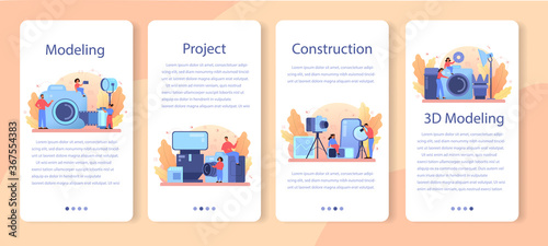 Photography school course mobile application banner set.