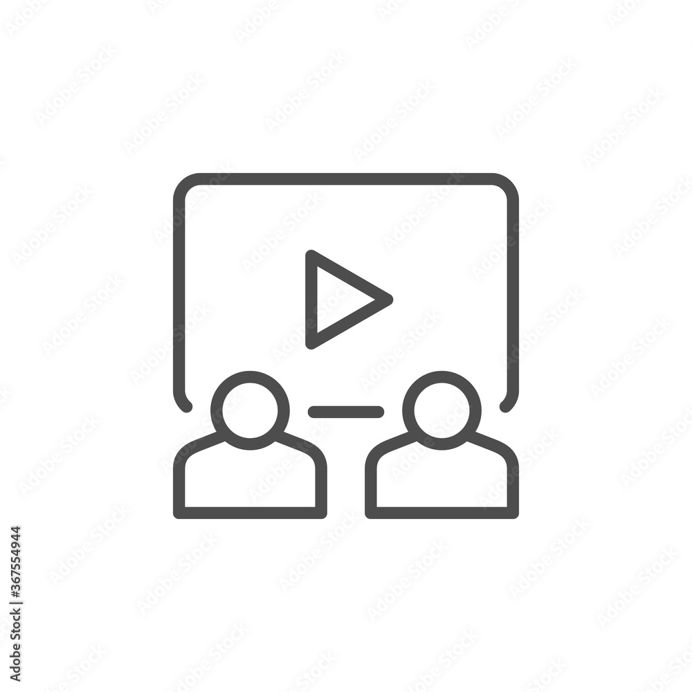 Webinar line outline icon and web conferencing Webinar line outline icon and web conferencing
