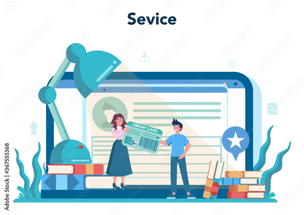 Librarian online service or platform. Knowledge and education Librarian online service or platform. Knowledge and education