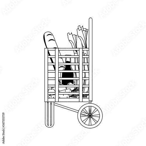 Shopping cart icon. Groceries icons. Market basket - Vector