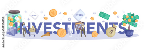 Investment typographic header. Investing stategy, fundamental analysis