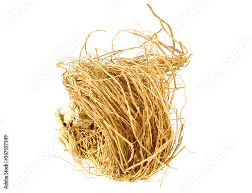 Vetiver (Chrysopogon Zizanioides) Dry Roots. Isolated on White Background.