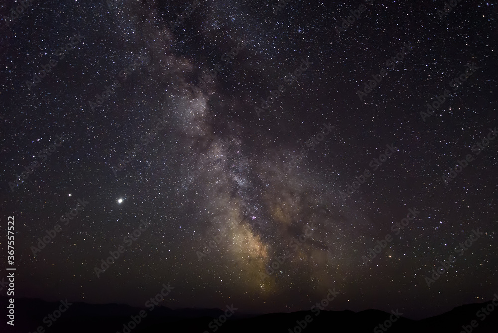 milky way sky stars mountains night