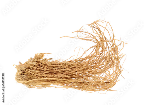 Vetiver Dried Root. Isolated on White Background.