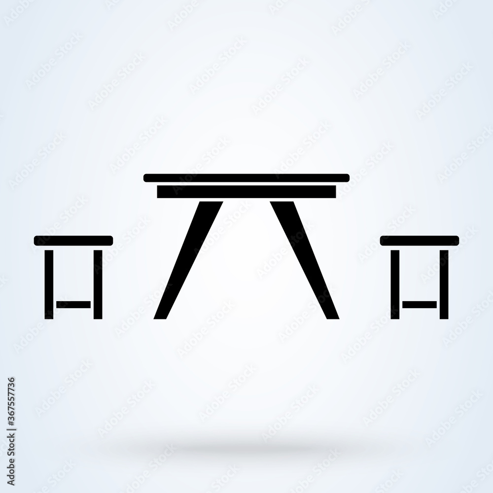 chair table camp. Simple modern icon design illustration. chair table camp. Simple modern icon design illustration.