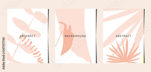 Social media banners, a beautiful leaf, and flower set of social media post templates with minimal abstract organic shapes composition can be used also card, cover, Vector illustration.