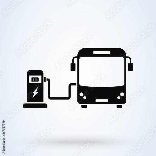 electric bus charger. Simple modern icon design illustration.