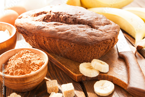 Chocolate cake with banana