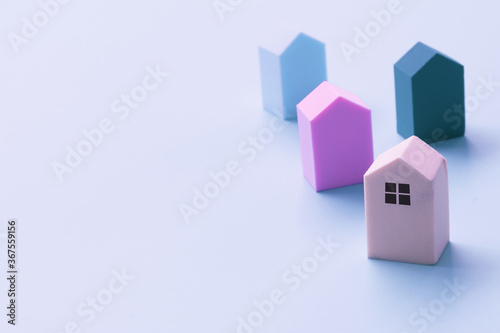 House model on color background. Real estate  buying a house  new home  house concept copy space