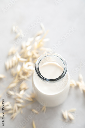 Oat milk. Delicious and healthy vegetarian alternative milk drink. Non-dairy milk