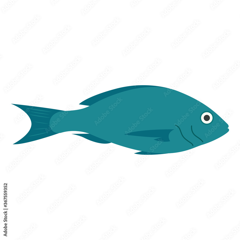 Blue fish icon. Animal icon. Healthy food - Vector Blue fish icon. Animal icon. Healthy food - Vector