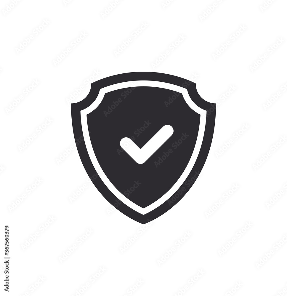 Vector shield icon. Security vector icon. Protection icon. Check mark. Shield with checkmark. Verification completed. Protection activated. Active safety. Guard badge. Vector shield icon. Security vector icon. Protection icon. Check mark. Shield with checkmark. Verification completed. Protection activated. Active safety. Guard badge.