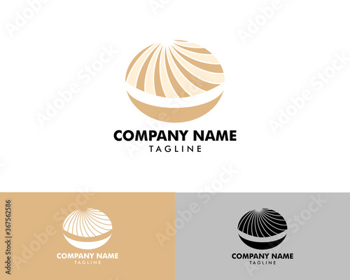 Vector illustration logo for homemade dessert puff cake profiterole, choux pastry with soft custard