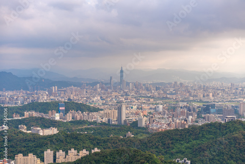 Skyline of taipei city in downtown Taipei  Taiwan.