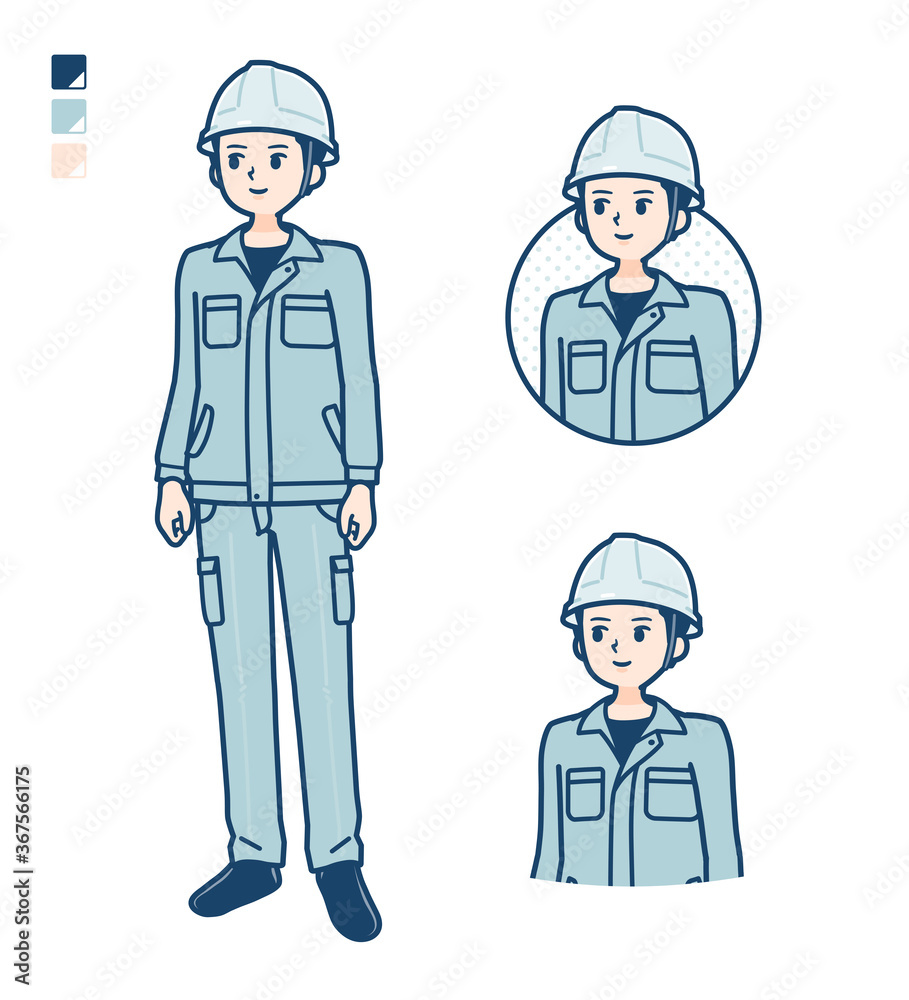 simple work wear Construction site man_Face-sideway simple work wear Construction site man_Face-sideway