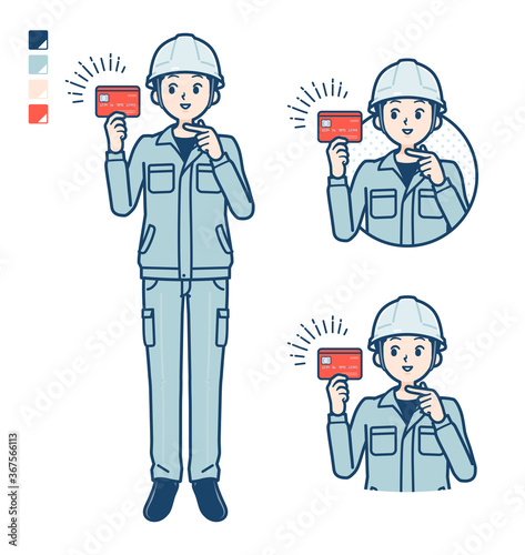 simple work wear Construction site man_Credit-card
