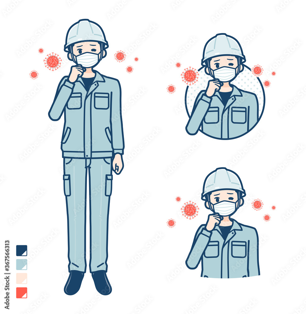 simple work wear Construction site man_infection virus