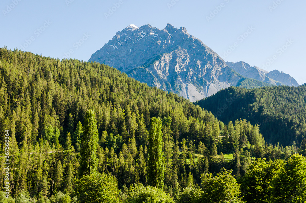 Scuol, Val S-charl, S-charl, Nationalpark, Unterengadin, Engadin, Alpen, Engadiner Dorf, Graubünden, Sommer, Wanderweg, Schweiz, 