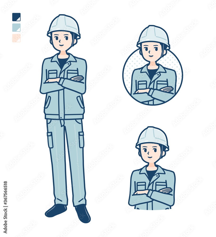 simple work wear Construction site man_relax-pose simple work wear Construction site man_relax-pose
