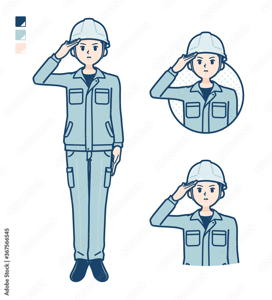 simple work wear Construction site man_salute simple work wear Construction site man_salute