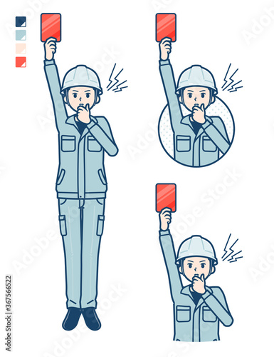 simple work wear Construction site man_red-card