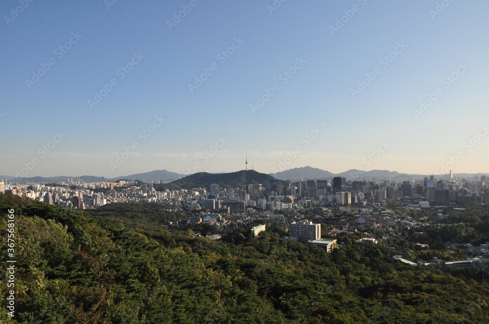 High angle view of Namsan, Seoul, South Korea