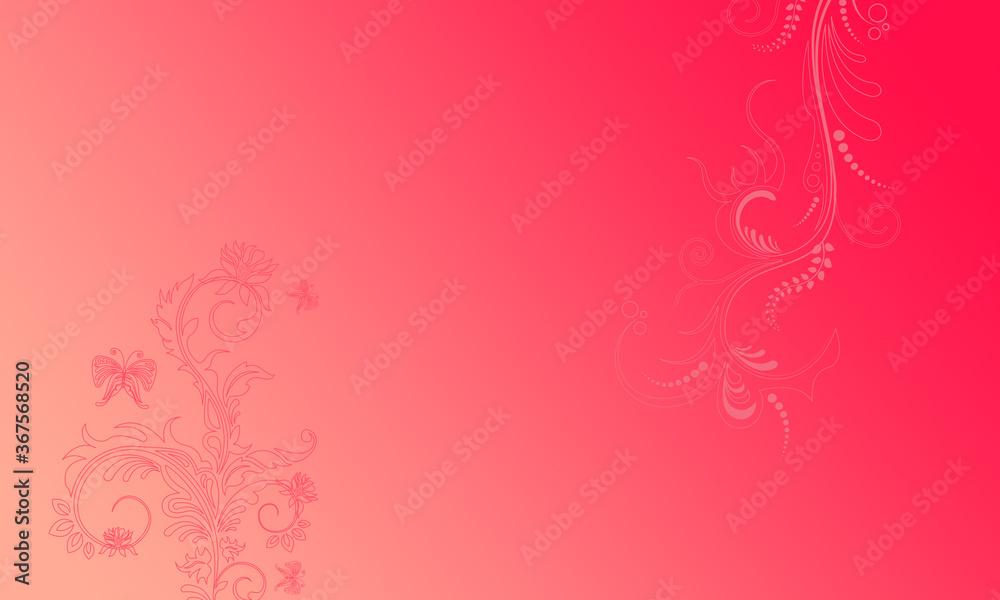 Hintergrund rot pink Ornament floral Mitte hell pastell Ranken Design Layout Vorlage Untergrund leuchten schimmern hell Frühling Sommer Symbol Blumen Flora zeitlos schön elegant Schmetterlinge