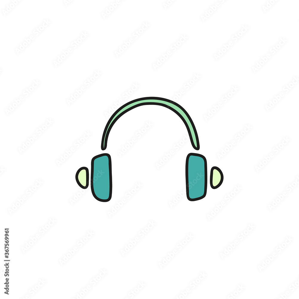 Headphone doodle vector icon. Earphones sketch on white background Headphone doodle vector icon. Earphones sketch on white background