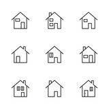 Thin line modern house icon collection. Set of vector home symbol isolated on white background.