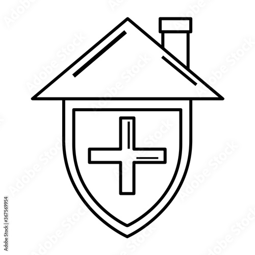 House roof and shield. Home security icon - Vector