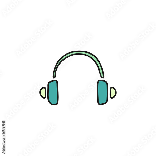 Headphone doodle vector icon. Earphones sketch on white background