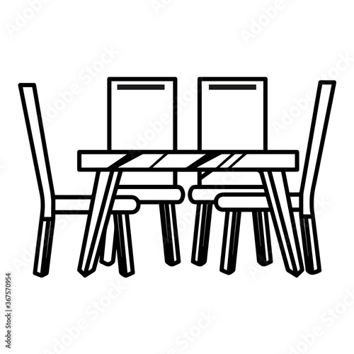 Dining table icon. Table and chairs - Vector