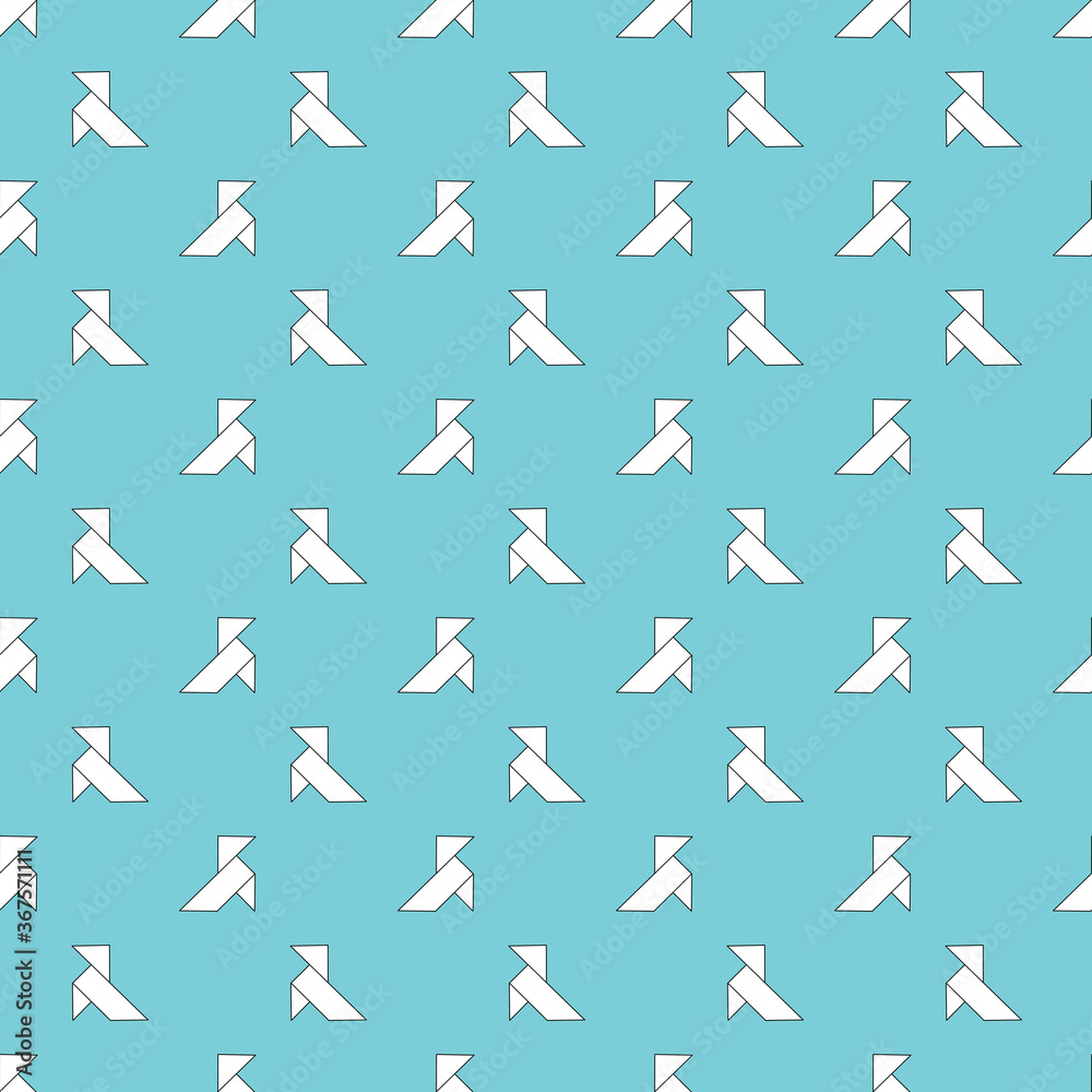 seamless pattern with random paper cranes on blue seamless pattern with random paper cranes on blue