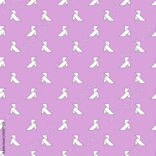 seamless pattern with random paper cranes on pink