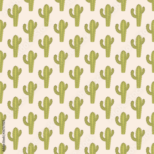 seamless pattern with saguaro cactus