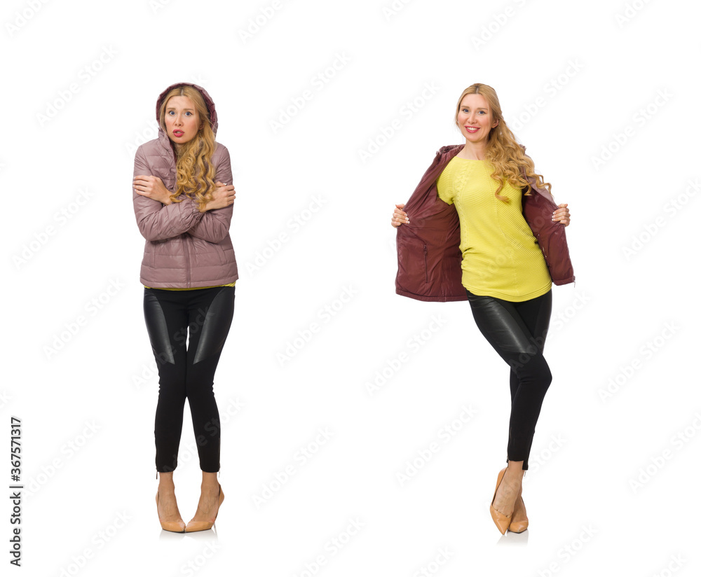 Pretty girl in winter jacket isolated on white Pretty girl in winter jacket isolated on white