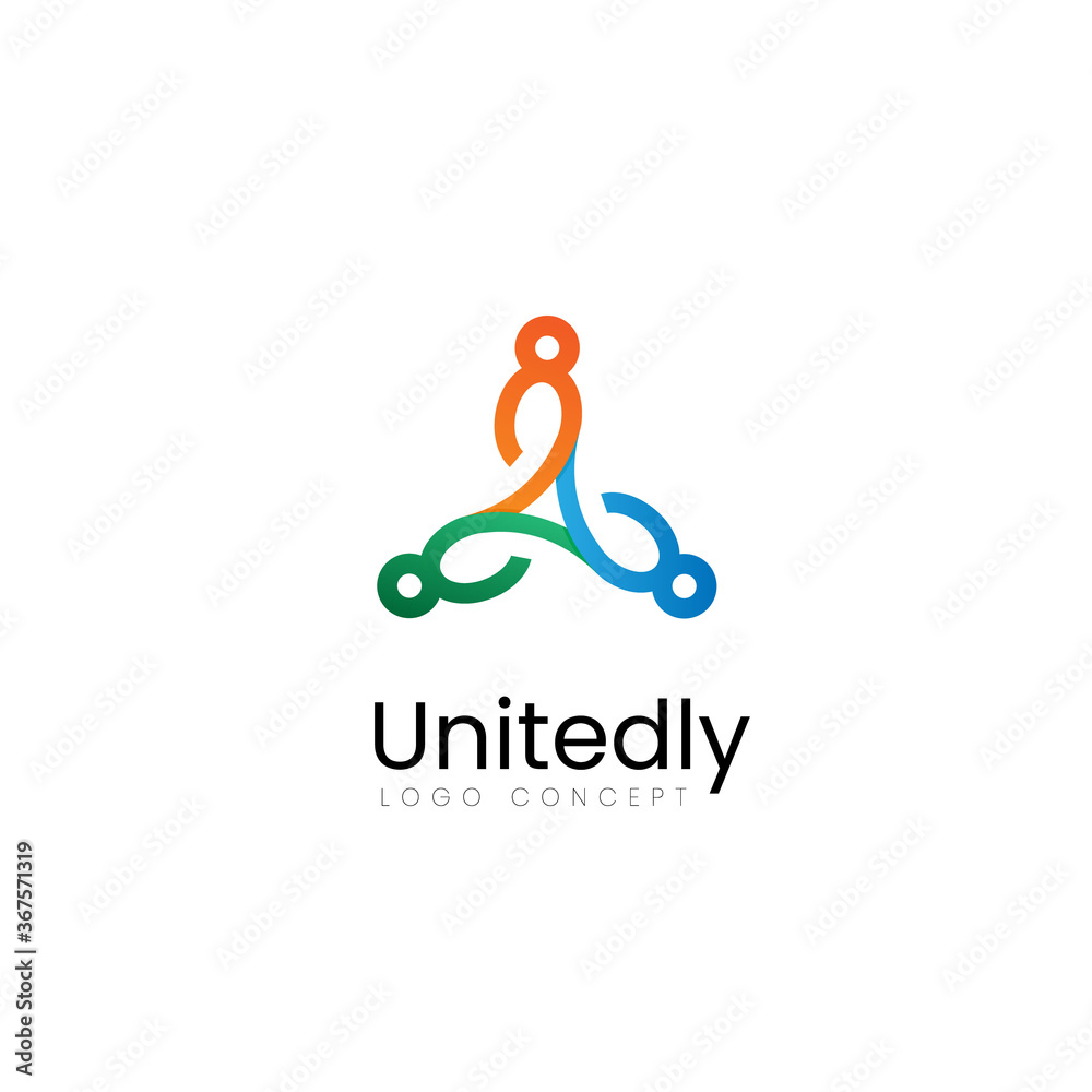 Unitedly Three People Logo Design Symbol Template Flat Style Vector Illustration Unitedly Three People Logo Design Symbol Template Flat Style Vector Illustration
