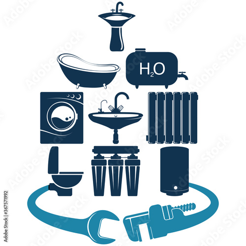 Plumbing service maintenance and repair symbol for business