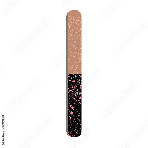 File for manicure. Rose gold and black gradient. Vector illustration.