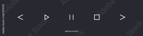 Media player buttons with shadow. Media player icon for apps, websites and other internet resources. Control buttons - pause, play, forward and backward, stop, record. Isolated vector elements.