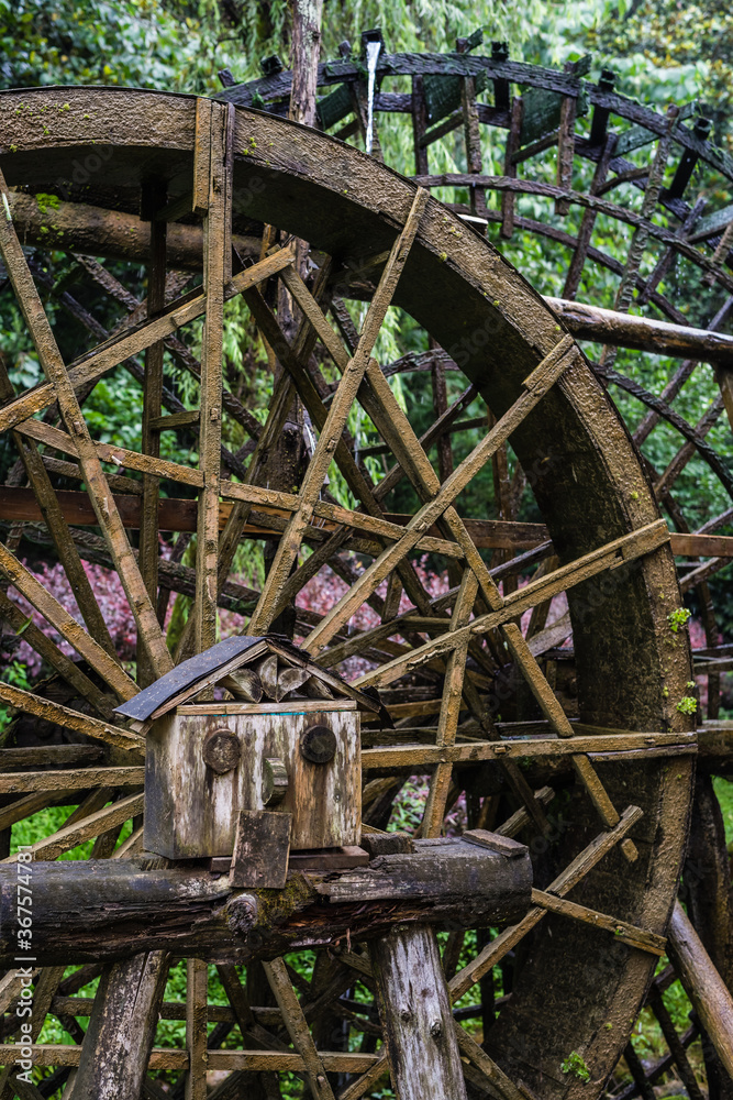Old mill wooden water wheel in China Old mill wooden water wheel in China