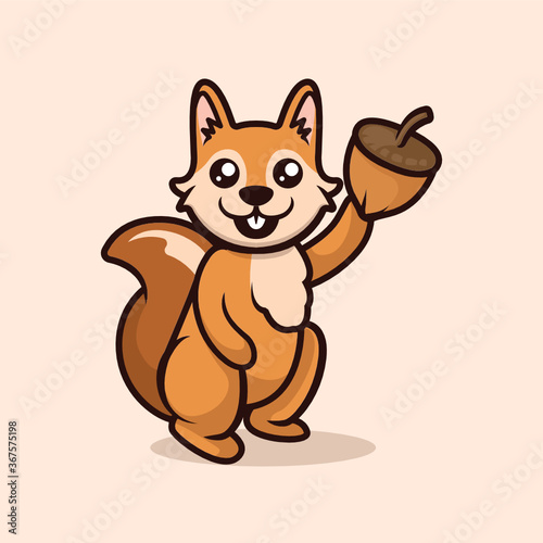 Cute happy squirrel mascot design