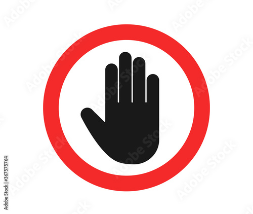 Stop sign icon. No entry sign vector icon. No entry hand sign icon. 