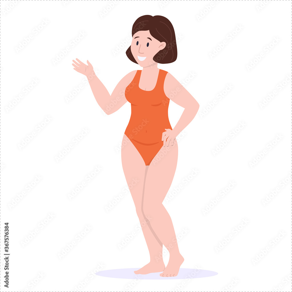 Vector illustration: plump woman. Body positive Vector illustration: plump woman. Body positive
