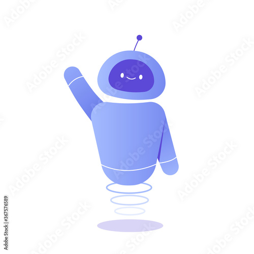 Chat bot mascot. Artificial intelligence, virtual assistant, innovative technology, communication help service, customer support robot. Isolated modern vector illustration