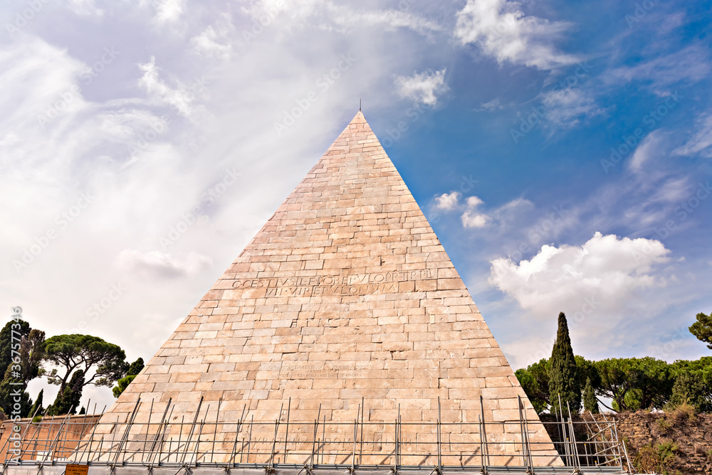 The Pyramid of Cestius in Rome, Italy