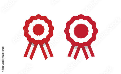 Peruvian cockade vector illustration. National symbol with Peru flag colors. Red and white rosette ribbon.